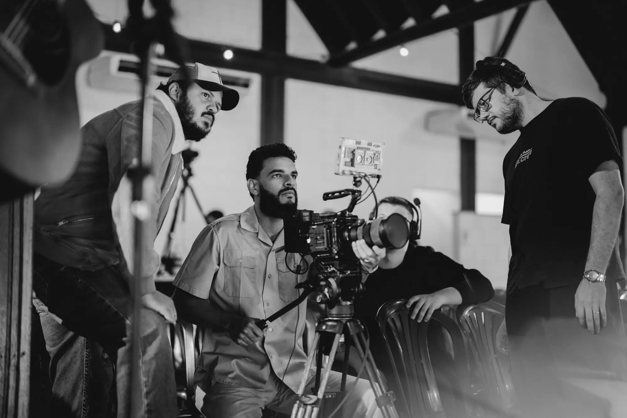 Equipe de câmera nos bastidores